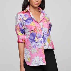 Hinson Wu Margot Long Sleeve Watercolor Floral Shirt, $280, NWT